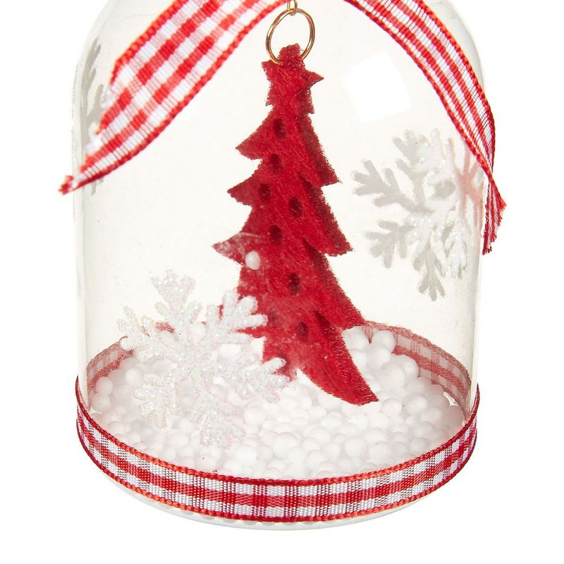 Hanging Glass Christmas Tree Ornaments, Rustic Glass Decorations (2.4 x 4 x 2.4 in, 3 Pack)