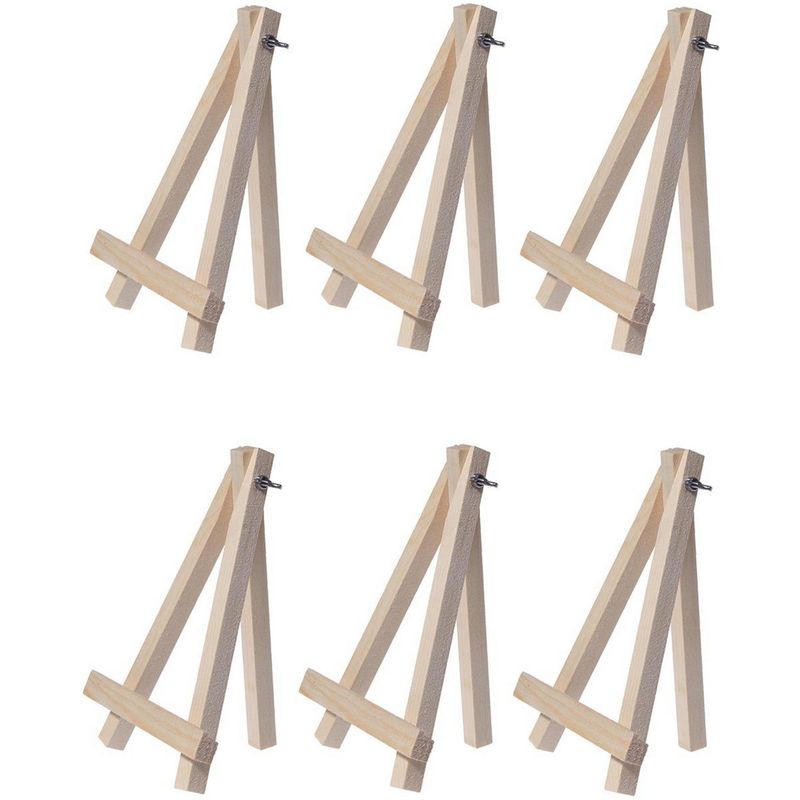 6-Pack Mini Wooden Easel Stands, Place Card Holders for Table Top Display,  7 In