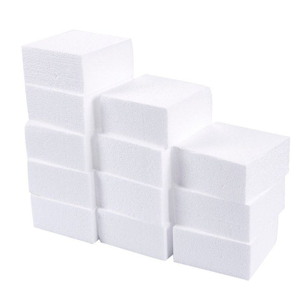 Craft Foam Block - 12-Pack Square Polystyrene Foam Brick for Sculpture, Modeling, DIY Arts and Crafts, 4 x 4 x 2 Inches
