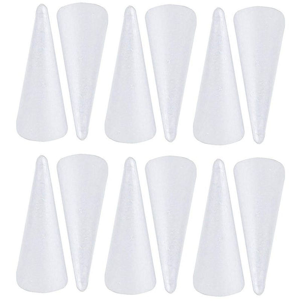 Juvale Foam Cones for DIY Crafts (12 Pack) White Polystyrene, 2.87 x 7.25 Inches