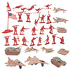 124 Military Figures and Accessories - Toy Army Soldiers in 4 Colors, World War II Playset with 4 Flags, Planes, and Tanks