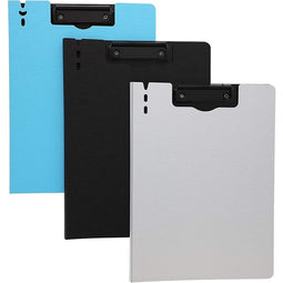 Letter Size Cover Folder Clipboard - 6-Pack 3 Assorted Colors Arch File Cover Folder Clipboards with Low Profile Clip, for Classroom and Office, Grey, Blue, Black, 9.3 x 12.6 Inches