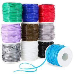 Plastic Lacing Cord, Jewelry Making Supplies, 10 Vibrant Colors (2.5 x 1mm, 50 Yards, 10-Pack)