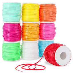 Plastic Lacing Cord, Jewelry Making Supplies, 10 Neon Colors (2.5 x 1mm, 50 Yards, 10-Pack)