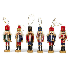 Juvale 6-Pack of Christmas Tree Decorations - Hanging Wooden Decorations, Nutcracker Doll Christmas Ornaments, Festive Embellishments, 6 Assorted Designs