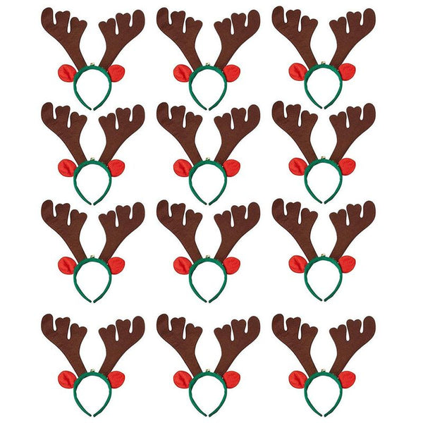 Juvale Christmas Reindeer Antler Headbands, Holiday Photo Booth Props for Kids (12 Pack)