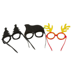Funny Glasses for Christmas, Shiny Holiday Photo Booth Props, Assorted Designs (3 Pack)