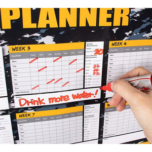 Juvale Dry Erase Weekly Planner - 12 Weeks Fitness Planner for Workout Exercise Log, Weight Loss Program, Bodybuilding, Cross-Fit, and Gym Training Progress Tracking, 24 x 17 Inches