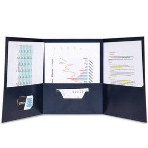 Juvale 24-Pack Bulk Navy Blue Tri-Fold Paper Folders with Pockets, 11.5 x 9 Inches
