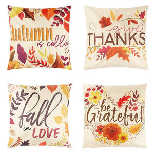 Thanksgiving Throw Pillow Covers (17.4 x 17 in, 4 Designs, 4 Pack)