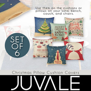 Juvale Merry Christmas Rustic Throw Pillow Covers (18 x 18 in, 6 Pack)