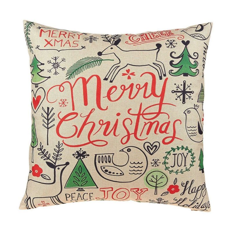 Juvale Merry Christmas Rustic Throw Pillow Covers (18 x 18 in, 6 Pack)