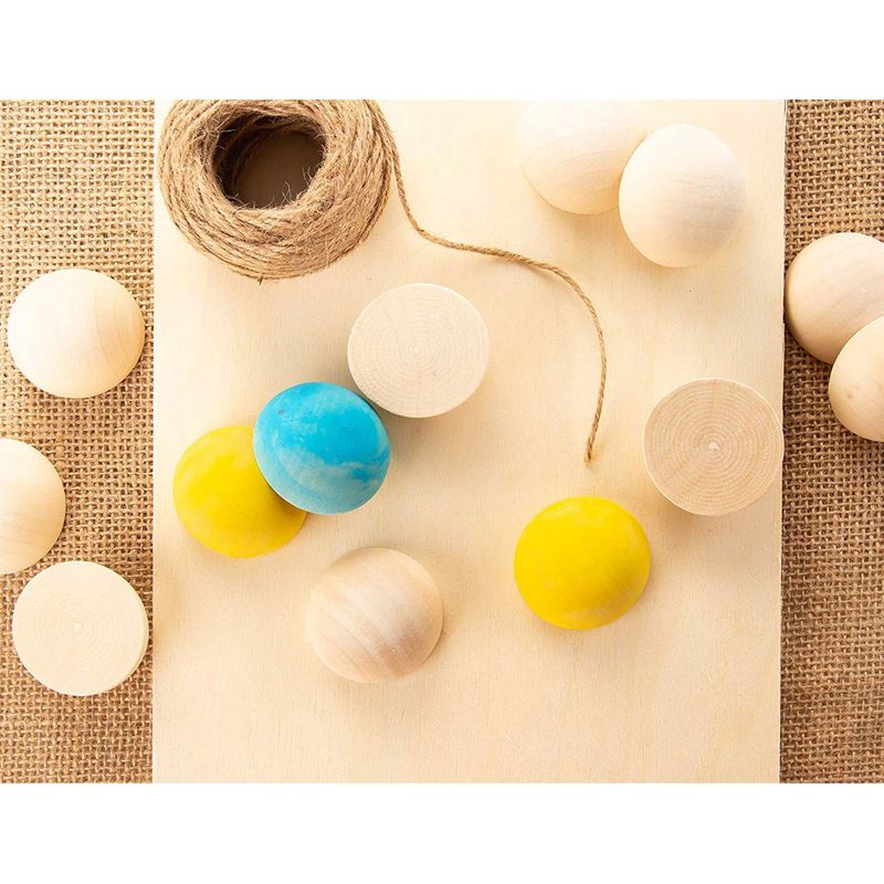 Unfinished Split Wooden Balls, Half Cut Wood for Crafts, Kids DIY