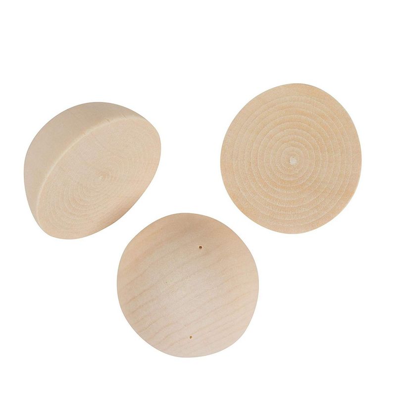 16 Pack 2 Inch Unfinished Half Split Wooden Balls for Arts Crafts, Hemisphere Wood for Kids DIY Projects