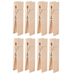 Jumbo Wooden Clothespins for Crafts (6 x 1.38 x 1.2 in, 8-Pack)