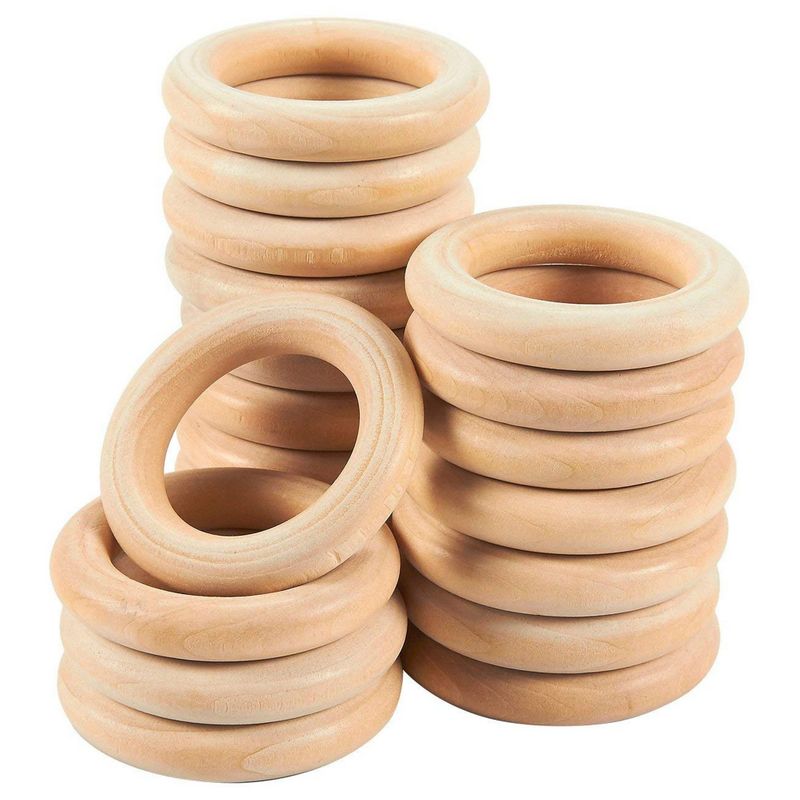Wooden Rings for Crafts (2.2 in, 20 Pack)