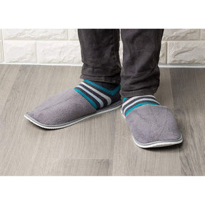 Juvale 12-Pair Disposable Slippers – Non-Slip Fleece Cloth Closed Toe Spa Slippers for Hotel, Travel, Guest and Home - Fits Up to US Men Size 11 & US Women Size 12, Gray