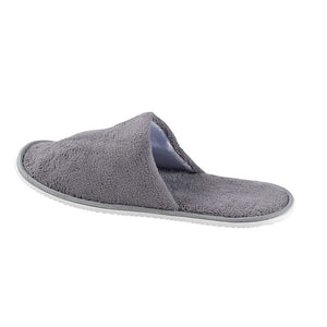 Juvale 12-Pair Disposable Slippers – Non-Slip Fleece Cloth Closed Toe Spa Slippers for Hotel, Travel, Guest and Home - Fits Up to US Men Size 11 & US Women Size 12, Gray