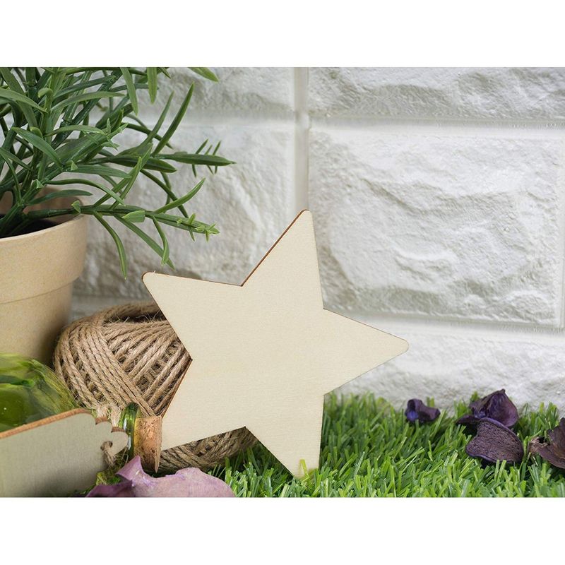 24 Pack Wood Stars for Crafts, Unfinished Wooden Cutouts for DIY Projects  (3.8 Inches)