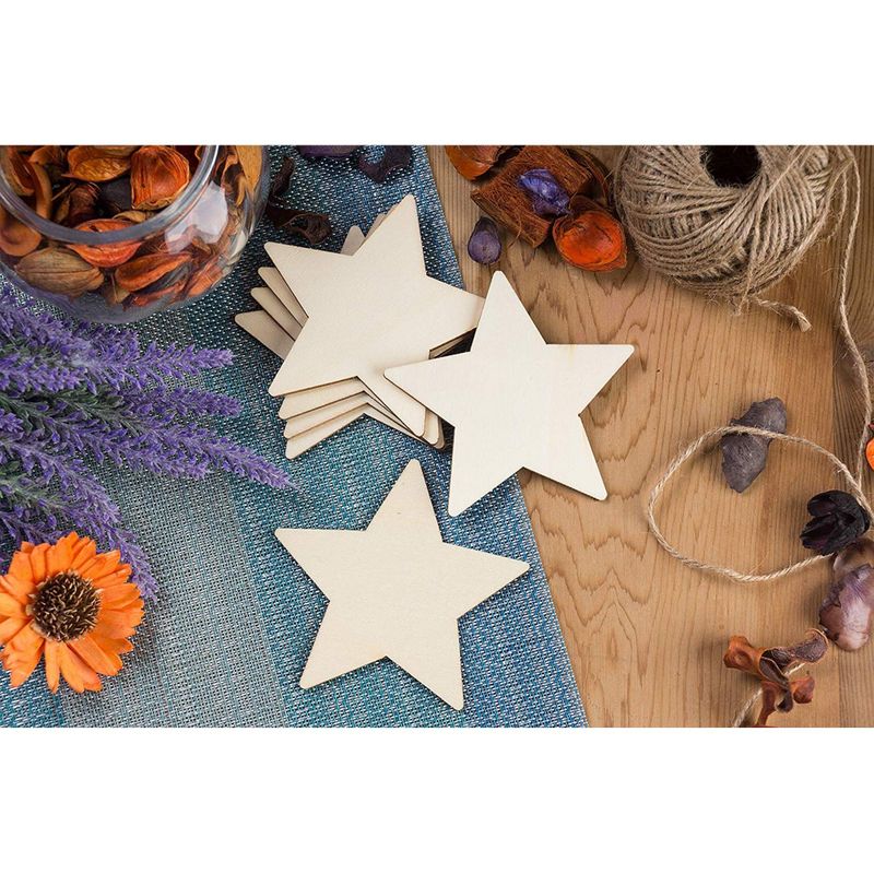 24 Pack Wood Stars for Crafts, Unfinished Wooden Cutouts for DIY Projects  (3.8 Inches)