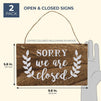 Reversible Hanging Rustic Wood Open and Closed Business Signs, 10 x 6 Inches (2 Pack)