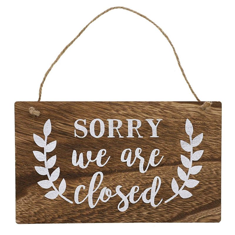 Reversible Hanging Rustic Wood Open and Closed Business Signs, 10 x 6 Inches (2 Pack)