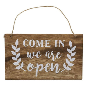 Reversible Hanging Rustic Wood Open and Closed Business Signs, 10 x 6 Inches (2 Pack)