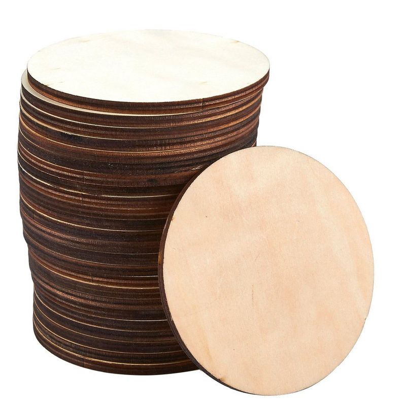Wooden Cutouts for Crafts, Wood Circles, 0.18 Inch Thick (4 In, 24-Pack)