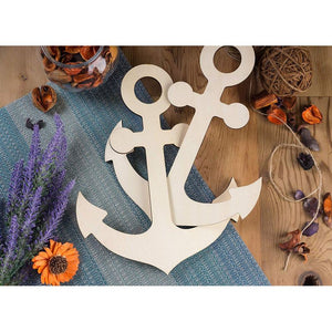 Juvale Wood Cutout for DIY Crafts, Nautical Unfinished Wooden Anchors (6 Pack)
