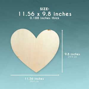 Wood Heart Cutouts for Crafts, DIY Decor for Valentine's (11.5 x 10 In, 6 Pack)