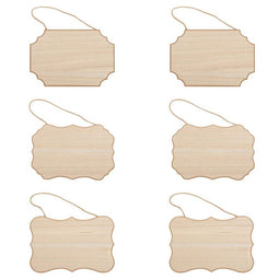Juvale Unfinished Hanging Wood Sign (9 x 6 x 0.25 in, 6-Pack)
