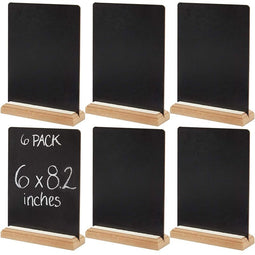 Juvale Mini Tabletop Chalkboard Signs with Wood Base (6 Pack), 6 x 8 Inches