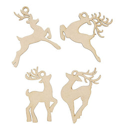 Wooden Christmas Ornaments, Reindeer Wood Ornament (24 Pieces)