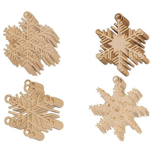 ilauke 30pcs Wooden Snowflakes Ornaments 4 inch Wood Hanging Decorations Rustic Christmas Tree Crafts