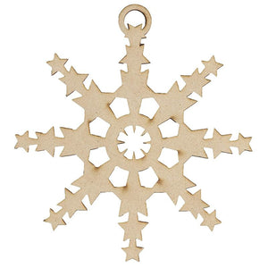 ilauke 30pcs Wooden Snowflakes Ornaments 4 inch Wood Hanging Decorations Rustic Christmas Tree Crafts