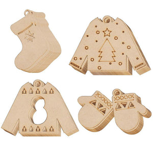 Juvale Wood Christmas Ornaments, Christmas Sweater (24 Pieces)
