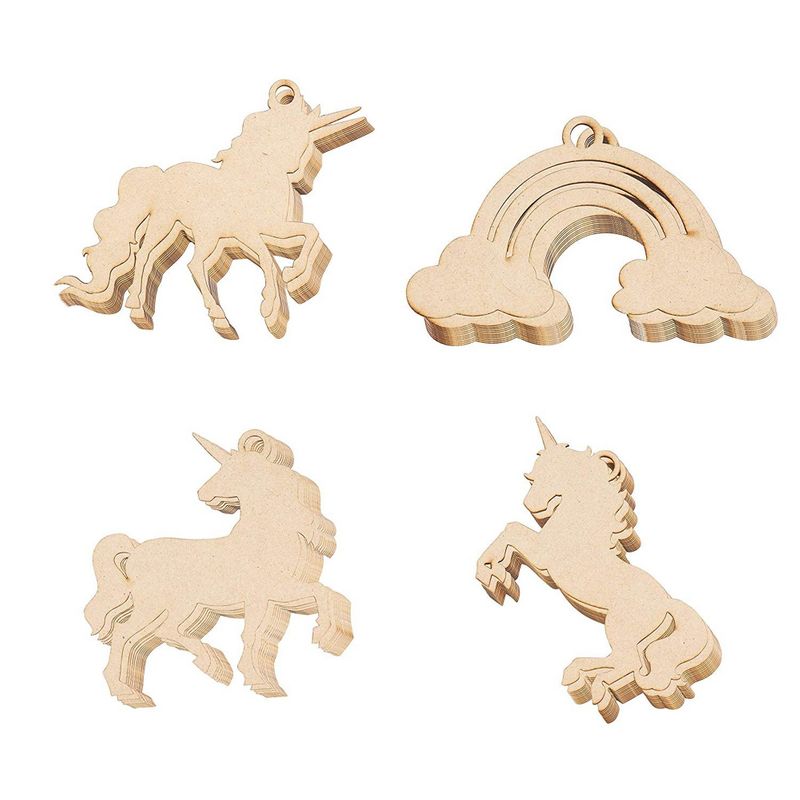 Juvale Wood Christmas Ornaments, Unicorn Ornament (24 Pieces)