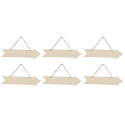 Juvale Unfinished Hanging Wood Arrow Plaque Directional Wall Sign (6 Pack) 13.5 x 3.5 Inches