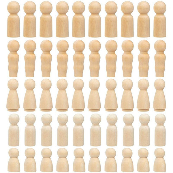 Juvale 50-Pack Wood Peg Dolls, Wooden Figures (5 Sizes)