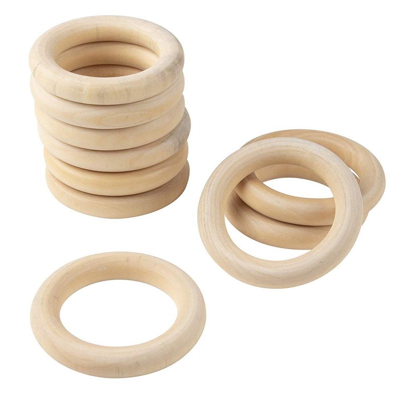 Wood Rings for Crafts 3 Inch, Pack of 5 Unfinished Wooden Rings