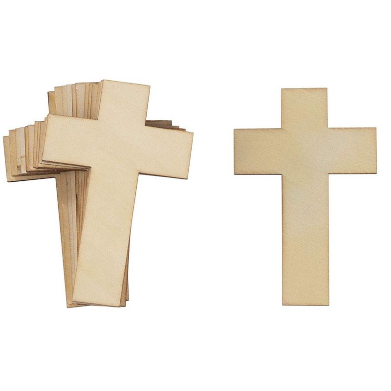 100 Pack Unfinished Wooden Crosses for Crafts, Bulk Cross Ornaments for  Church, Easter Tree, Sunday School, DIY Projects, 4 x 3 In