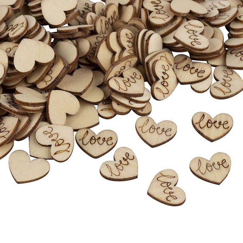 100 Love 1 Wood Hearts, Wood Confetti Engraved Love Hearts- Rustic Wedding  Decor- Table Decorations- Small Wooden Hearts