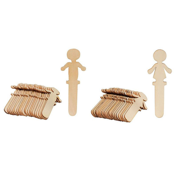 People Craft Sticks - 100-Pack Wooden People Shaped Craft Sticks, 5.8 x 2 x 0.1 Inch Male and Female Wood Craft Sticks People for DIY Arts and Crafts Projects, Crafting Supplies