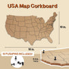 Juvale USA Map Cork Bulletin Board, Decorative Travel Pin Board, 10 Push Pins (16 x 10 Inches)