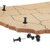 Juvale USA Map Cork Bulletin Board, Decorative Travel Pin Board, 10 Push Pins (16 x 10 Inches)