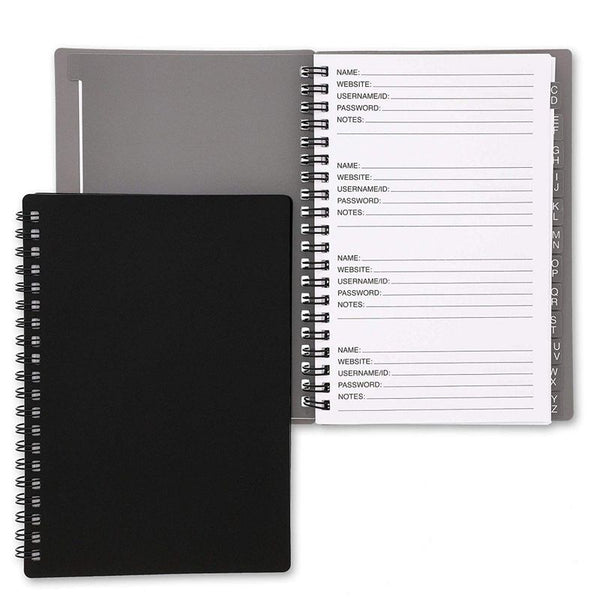 2 Pack Internet Address, Password Keeper Logbook Journal with Tabs, Spiral Bound Notebook, 6x7