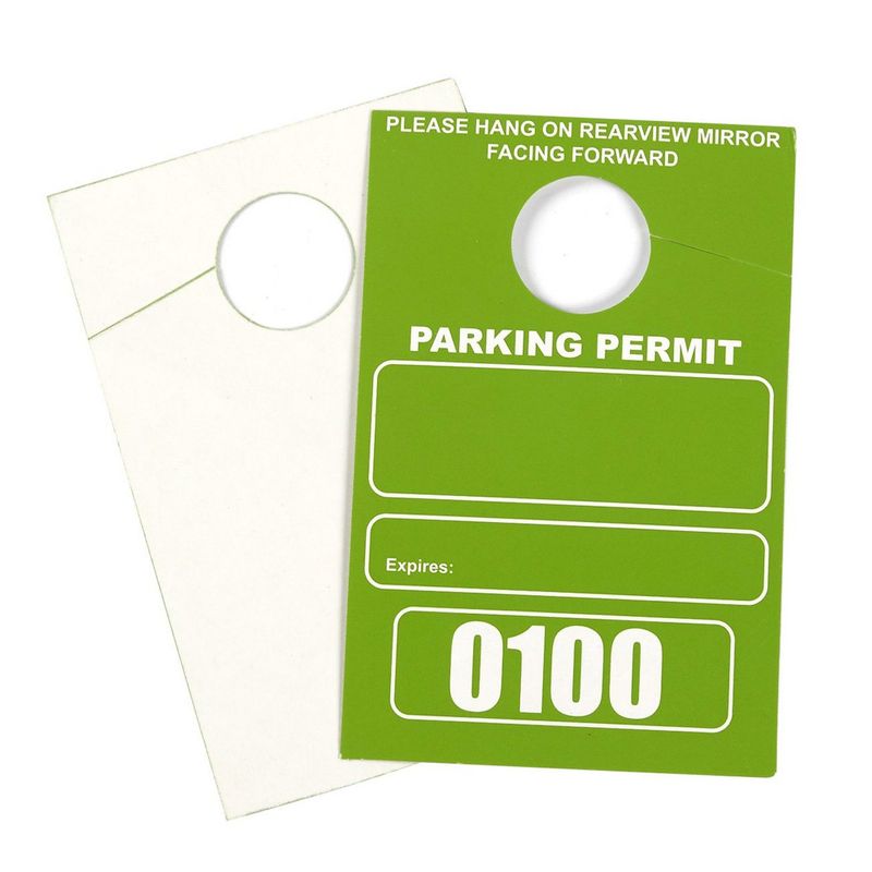 100-Pack Parking Permit Hang Tag, Blank Temporary Numbered Parking Pass, Car Parking Management, Green, 3.13 x 4.75 Inches
