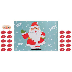 Pin the Nose on Santa Game - 2-Pack Christmas Party Fun Game Supplies, Holiday Festive Gifts Favors for Kids and Adults, Santa Claus Design, 2 Posters, 30 Nose Stickers, 1 Blindfold