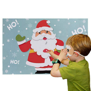 Pin the Nose on Santa Game - 2-Pack Christmas Party Fun Game Supplies, Holiday Festive Gifts Favors for Kids and Adults, Santa Claus Design, 2 Posters, 30 Nose Stickers, 1 Blindfold