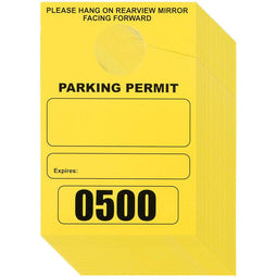 500-Pack Parking Permit, Blank Temporary Parking Pass, Numbered Hang Tags, Car Parking Management, Yellow, 3.15 x 4.75 inches